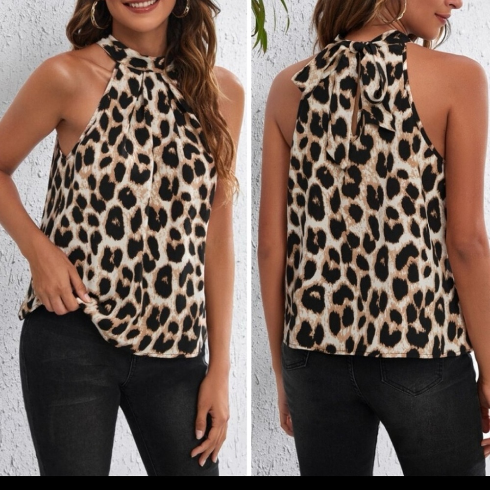 Women’s Leopard Tie-back Halter Top (3 sizes)